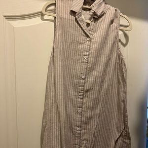 Tan and White Striped Dress